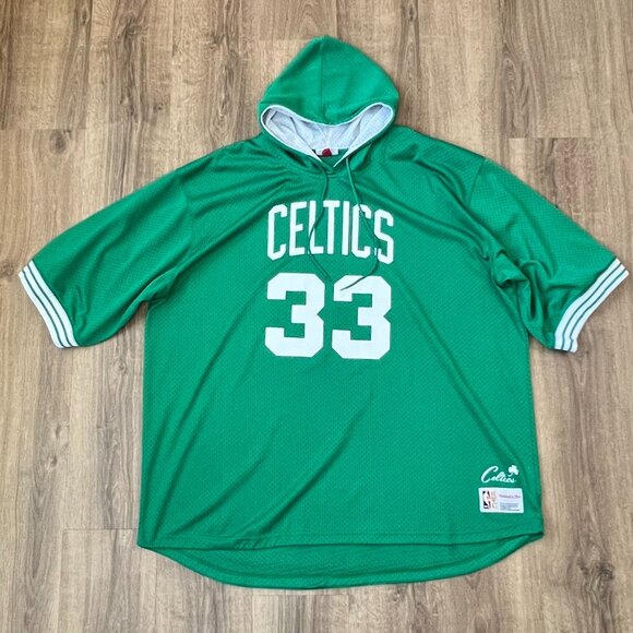 Mitchell & Ness Authentic Jersey Celtics Larry Bird Short Sleeve Hoodie Sz 4XLT - Picture 14 of 14